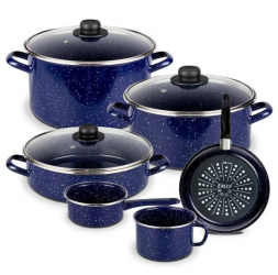 Ekco Batería de Cocina 28824, Acero Inoxidable, Antiadherente, 9 Piezas 