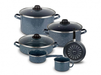 Ekco Batería de Cocina Victoria, Acero Esmaltado, 9 Piezas, Gris 