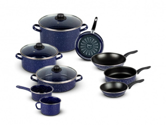 Ekco Batería de Cocina 28855, Acero Inoxidable, Antiadherente, 12 Piezas 