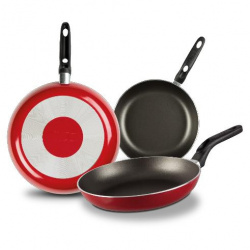 Ekco Juego de Sartenes Classic, 3 Piezas, Antiadherente, Aluminio, Rojo 