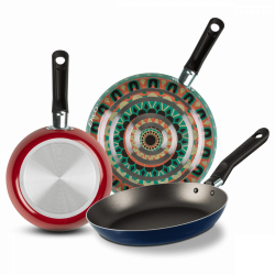 Ekco Juego de Sartenes Trendy Hippie Chic, 3 Piezas, Antiadherente, Multicolor 