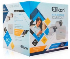 Elikon Kit de Vigilancia EXVR402KIT de 2 Cámaras Bullet y 4 Canales, con Grabadora DVR 