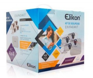 Elikon Kit de Vigilancia EXVR404KIT de 4 Cámaras Bullet y 4 Canales, con Grabadora DVR 