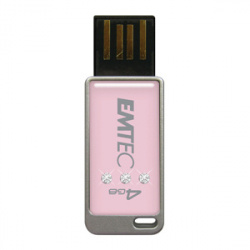 Memoria USB Emtec S310 Lady Crystal, 4GB, USB 2.0, Rosa 