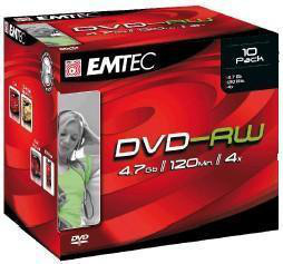 Emtec Discos Virgenes para DVD, DVD-RW, 4x, 10 Discos 
