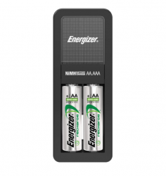Energizer Cargador para 2 Pilas Mini Recharge, AA/AAA, 2 Pilas Incluidas 