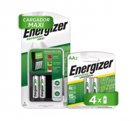 Energizer Cargador para 4 Pilas ECOM7, AA/AAA, 4 Pilas Incluidas 
