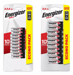Energizer Pila No-Recargable AA/AAA, 1.5V - incluye 16 Pilas AA y 16 Pilas AAA 