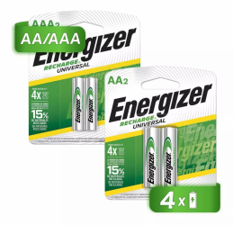 Energizer Pilas Recargables AA/AAA - Incluye 2 Pilas AA y 2 Pilas AAA 