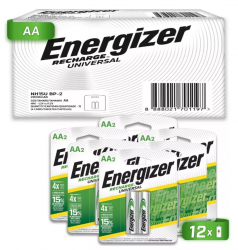 Energizer Pila AA Recargable, 1.2V, 12 Piezas 