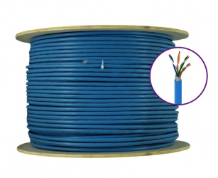 Enson Bobina de Cable de Cobre Cat6A UTP, 305 Metros, Azul 