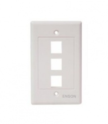Enson Placa de Pared Universal, 3 Puertos, sin Jack, Blanco 