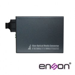 Enson Convertidor de Medios Gigabit Ethernet a Fibra Óptica SC Multimodo/Monomodo, 1000Mbit/s, hasta 550 Metros 