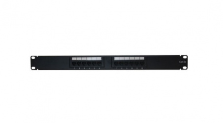 Enson Panel de Parcheo Cat5e, 12 Puertos RJ-45, 1U, Negro 