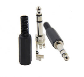 Epcom Conector Coaxial 6.3mm Macho, Negro/Plata 