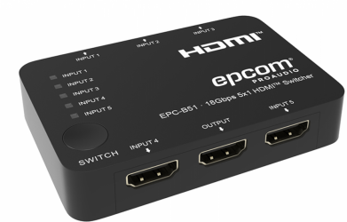 Epcom Divisor de Video HDMI, 5x HDMI, 3840x2160 4K 
