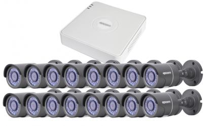 Epcom Kit de Vigilancia KESTXLT16B de 16 Cámaras CCTV TURBO y 16 Canales, con Grabadora DVR 