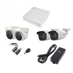 Epcom Kit de Vigilancia KESTXLT2B/2DW de 2 Cámaras Bullet y 2 Cámaras Domo CCTV, 4 Canales, con Grabadora 