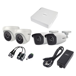 Epcom Kit de Vigilancia KESTXLT2BW/2DW de 2 Cámaras Bullet y 2 Cámaras Domo CCTV, 4 Canales, con Grabadora 