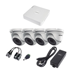 Epcom Kit de Vigilancia KESTXLT4EW de 4 Cámaras CCTV Domo y 4 Canales, con Grabadora 