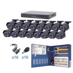 Epcom Kit de Vigilancia KEVTX8T16B de 16 Cámaras CCTV Bullet y 16 Canales, con Grabadora 