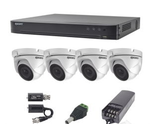 Epcom Kit de Vigilancia Turbo HD KEVTX8T4EW de 4 Cámaras y 4 Canales, con Grabadora DVR 