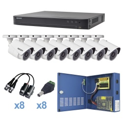 Epcom Kit de Vigilancia KEVTX8T8BW de 8 Cámaras CCTV Bullet y 8 Canales, con Grabadora 