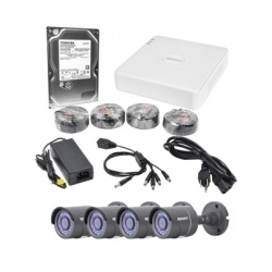 Epcom Kit de Vigilancia LB7TURBOKIT4P/1TB de 4 Cámaras CCTV Bullet y 4 Canales, con Grabadora DVR y Disco Duro de 1TB 