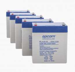 Epcom Batería Sellada PL-4.5-12, AGM/VRLA, 12V, 4500mAh, 5 Piezas 