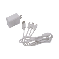 Epcom Cargador de Pared PL52C, 5V, 1x USB-A, Blanco ― incluye Cable Multi-puertos USB-C/Micro USB/Lightning 