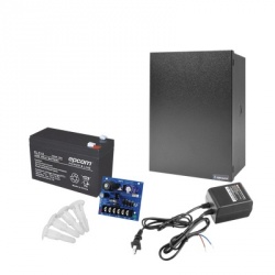 Epcom Kit Fuente de Poder para Cámara CCTV RT1640SMP3PL7, Entrada 24V, Salida 12V, 2.5A — Incluye Batería, Gabinete, Transformador y Soportes 