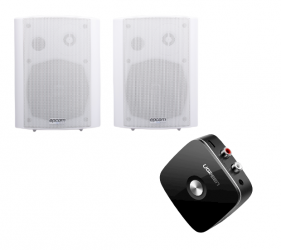 Epcom Kit Bocina SF775AW, Alámbrico, 20W RMS, Blanco, 2 Piezas - incluye Receptor Bluetooth 