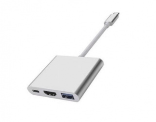Epcom Adaptador USB-C 3.1 Macho - 1x HDMI/USB-C/USB-A Hembra, Negro 