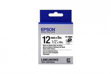 Cinta Epson LabelWorks LK-4WBQ Negro sobre Blanco, 12mm x 5m 
