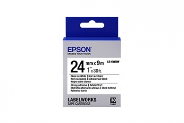 Epson Etiquetas Adhesivas LabelWorks LK, Negro sobre Blanco, 2.4cm x 9m 