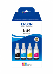 Kit de Tanque de Tinta Epson T664, 70ml, 4 Botellas Negro/Cian/Magenta/Amarillo 
