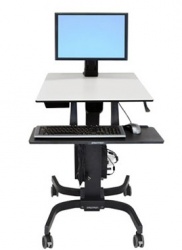 Ergotron WorkFit-C Estación de Trabajo de Pie y Sentado WorkFit-C, hasta 11.3Kg, para Monitor 24'', Negro/Gris 