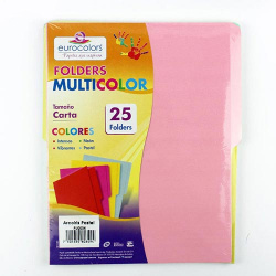 Eurocolors Fólder PU0004, Paquete de 25 Piezas, Tamaño Carta, Varios Colores Pastel 
