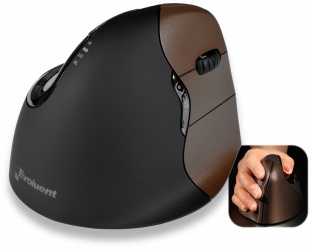 Mouse Evoluent Óptico VerticalMouse 4 Small, RF Inalámbrico, USB, Negro/Marrón 