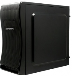 Gabinete Evotec Bassu, Micro-Tower, Micro-ATX/Mini-ITX, USB 2.0, con Fuente de 600W, sin Ventiladores Instalados, Negro 