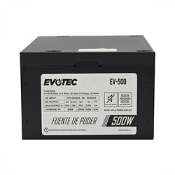 Fuente de Poder Evotec EV-500, 24-pin ATX, 80mm, 500W 