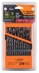 Expert Juego de Brocas de Acero 50004, 29 Piezas, para Metal/Plástico/Madera 