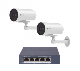 Ezviz Kit de Vigilancia CS-H5/3MP/POE/KS2 de 2 Cámaras IP Bullet WiFi 