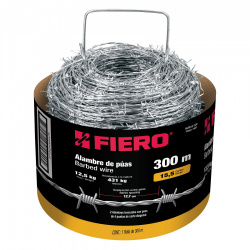 Fiero Bobina de Alambre de Púas, Calibre 15.5, 300 Metros, Acero 