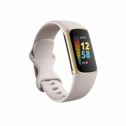 Fitbit Smartwatch Charge 5, Touch, Bluetooth, Android/iOS, Blanco/Dorado- Resistente al Agua 