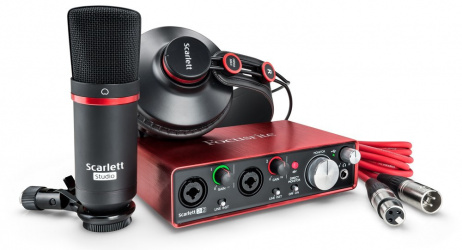 Focusrite Interfaz de Audio Scarlett 2i2 Studio, USB, 2x XLR, 2x 6.3mm, Rojo/Negro 