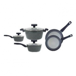 Foode Batería de Cocina FDE01093, Aluminio, Antiadherente, 8 Piezas 