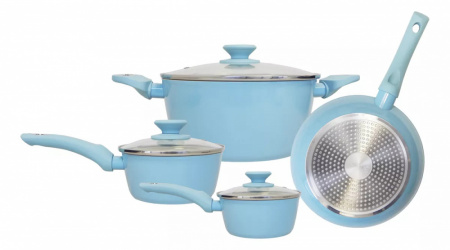 Foode Batería de Cocina FDE01123, Aluminio, Antiadherente, 7 Piezas 