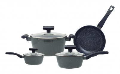 Foode Batería de Cocina FDE01133, Aluminio, Antiadherente, 7 Piezas 