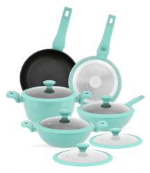 Foode Batería de Cocina B2223, Aluminio, Antiadherente, 10 Piezas 